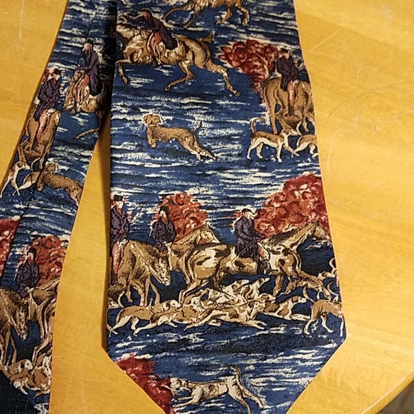 VINTAGE HATHAWAY SILK TIE  HORSE RIDING HUNTING - Picture 2 of 3